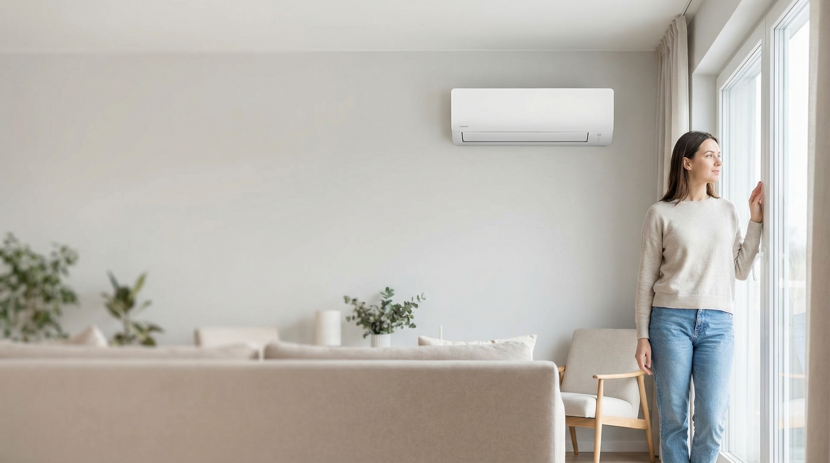 Woman enjoying comfortable home climate